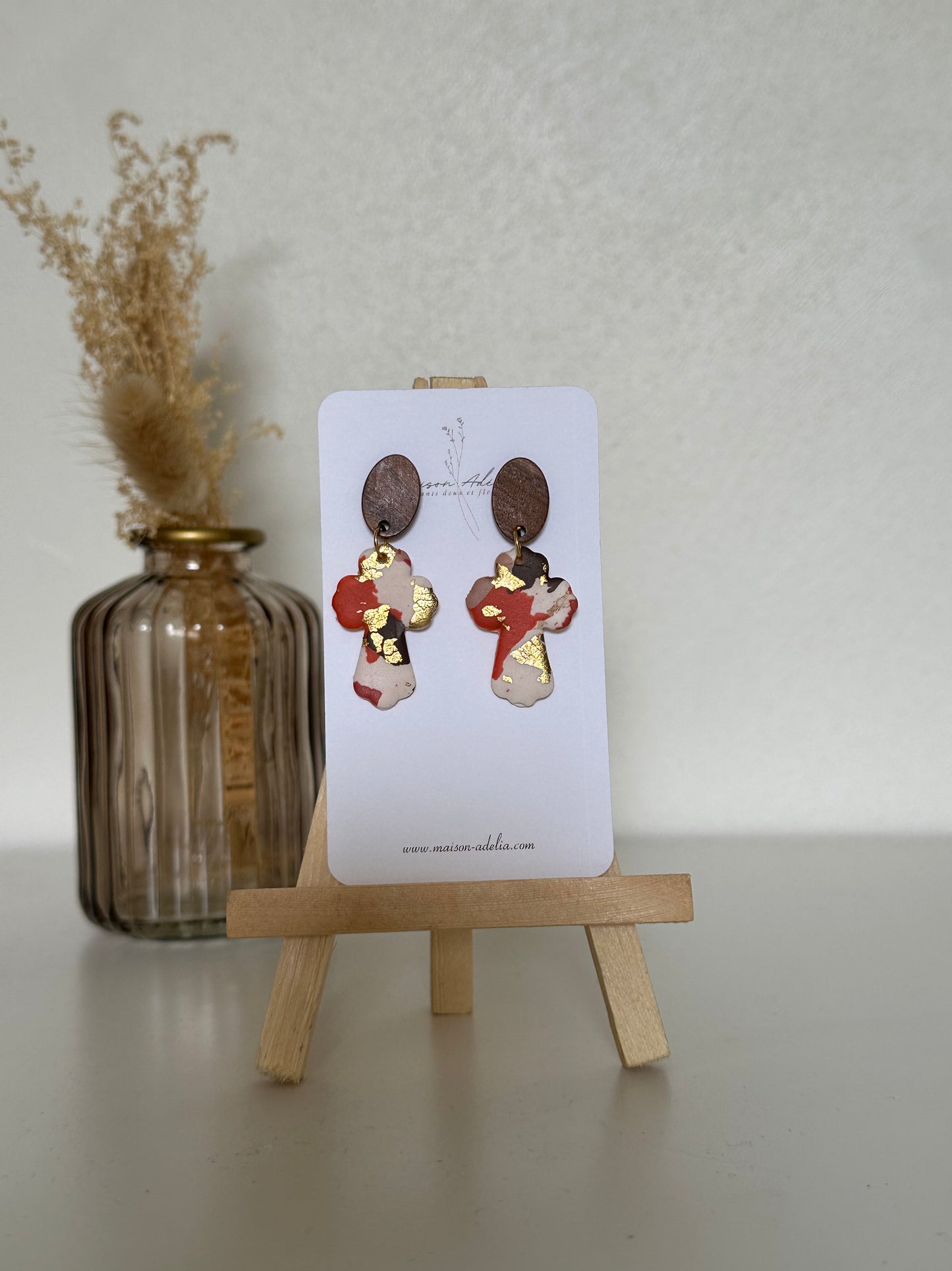 Ambre | Boucles d'oreilles en argile polymère